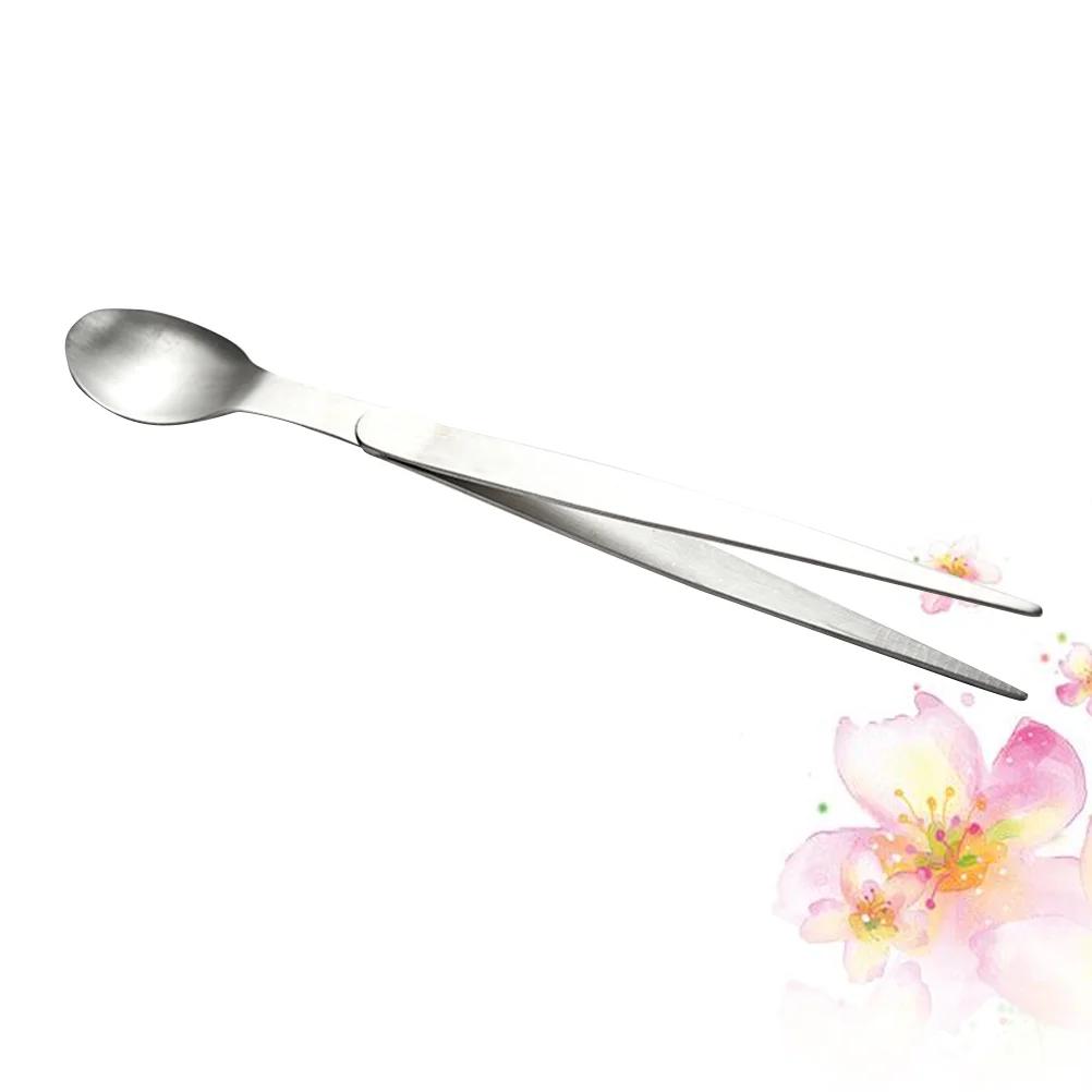 

Прочная ложка для дегустации из нержавеющей стали 2 в 1, пинцет двойной функции для вечеринки, кухонные аксессуары, ложка для шеф-повара, инструменты для гаджета 17.5x2cm серебряный