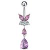 Stainless Steel Butterfly Zircon Belly Button Piercing Ring For Women Body Jewelry