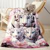 Tiger And Roses Blanket Suitable for Offices, Travel, Living Rooms Also a Good Gift for Friends and Family Suitable for All Seasons.