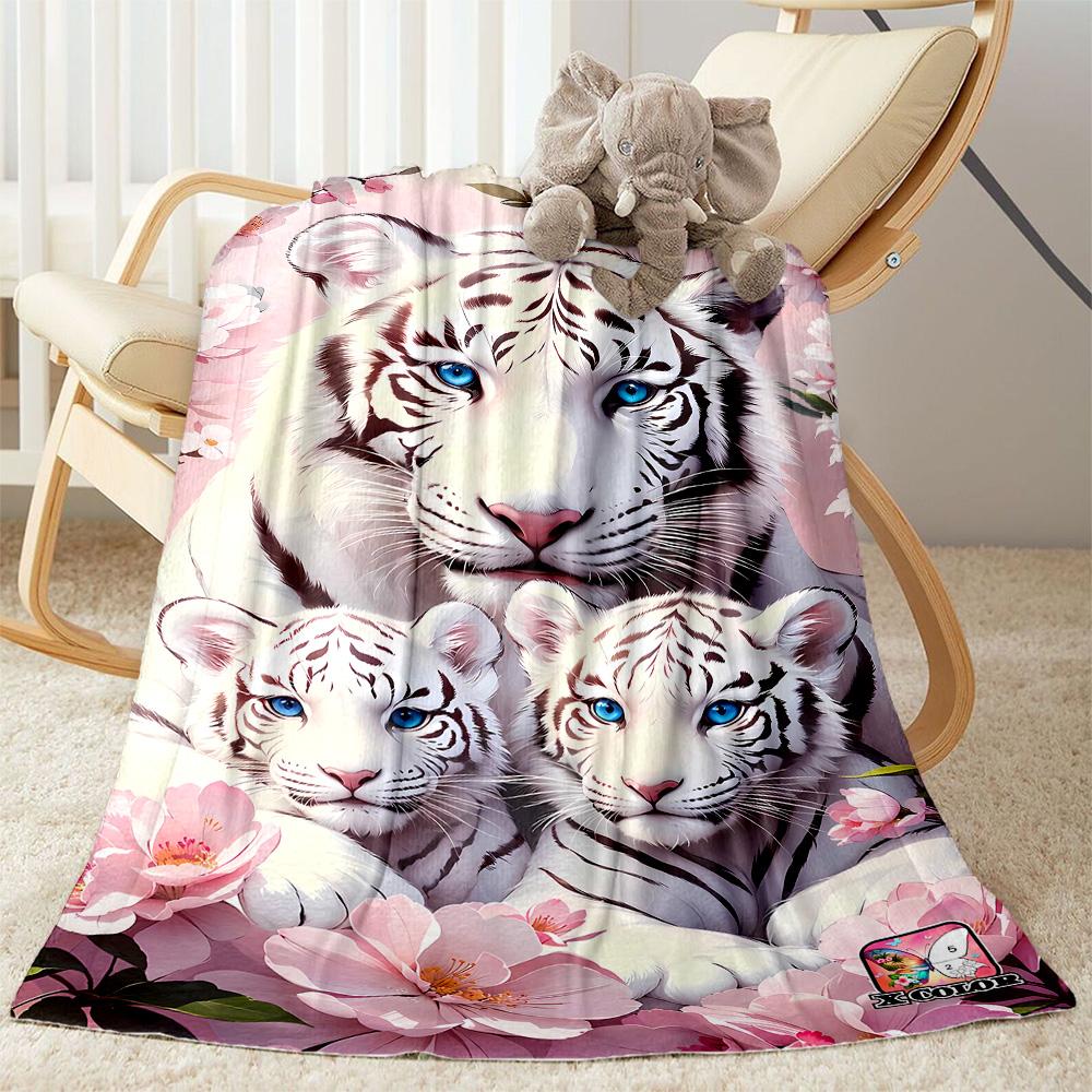 Tiger And Roses Blanket Suitable for Offices, Travel, Living Rooms Also a Good Gift for Friends and Family Suitable for All Seasons.