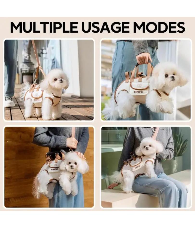 Portable Outdoor Breathable Traction Backpack Dog Leash Cat and Dog Harness Can Be Carried or Crossbody Cat Bag Pet Supplies