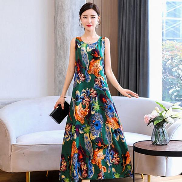 Stijlvolle en comfortabele spaghettibandjes katoenen jurk met bloemenprint voor dames in de zomer
