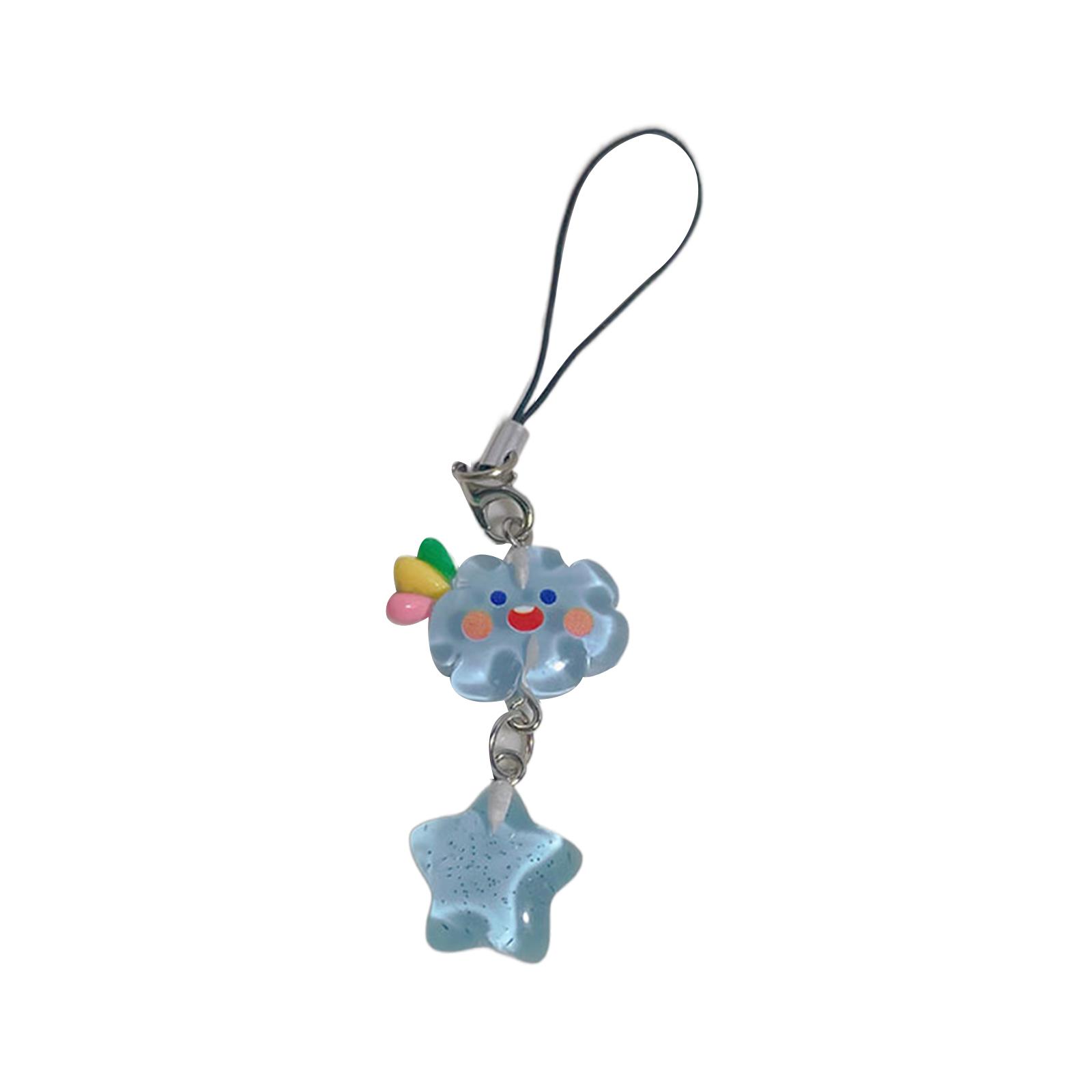 Acrylic Phone Strap Keychain Crystal Star Phone Lanyard Cloud Star Keychain Cloud Star Crystal Bead Pendant Keyring 1