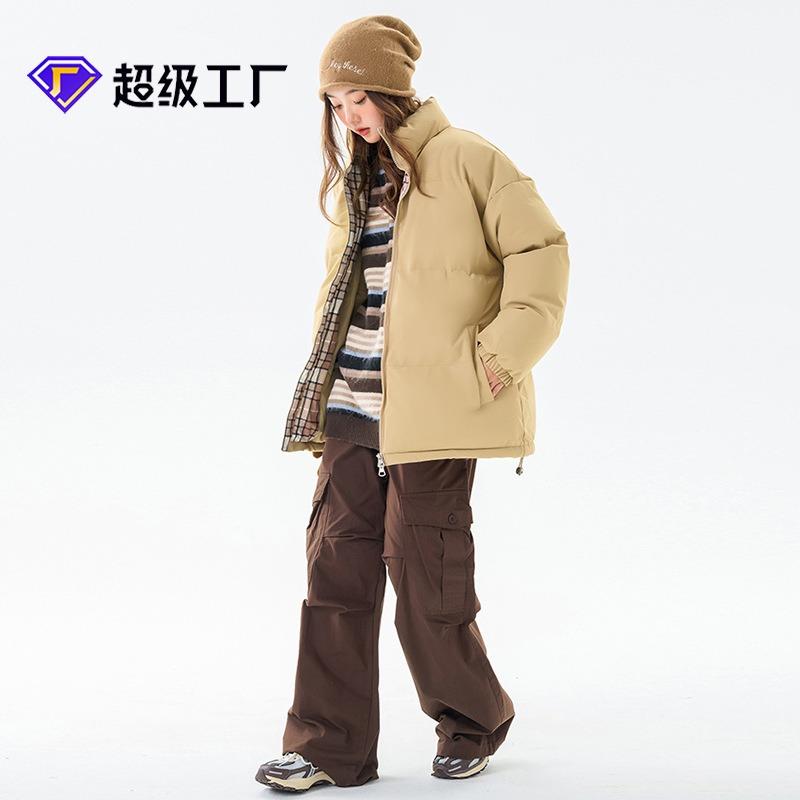 Padded clothes men's and women's winter new loose stand-up collar padded jacket warm plus padded clothes men's top couple coat