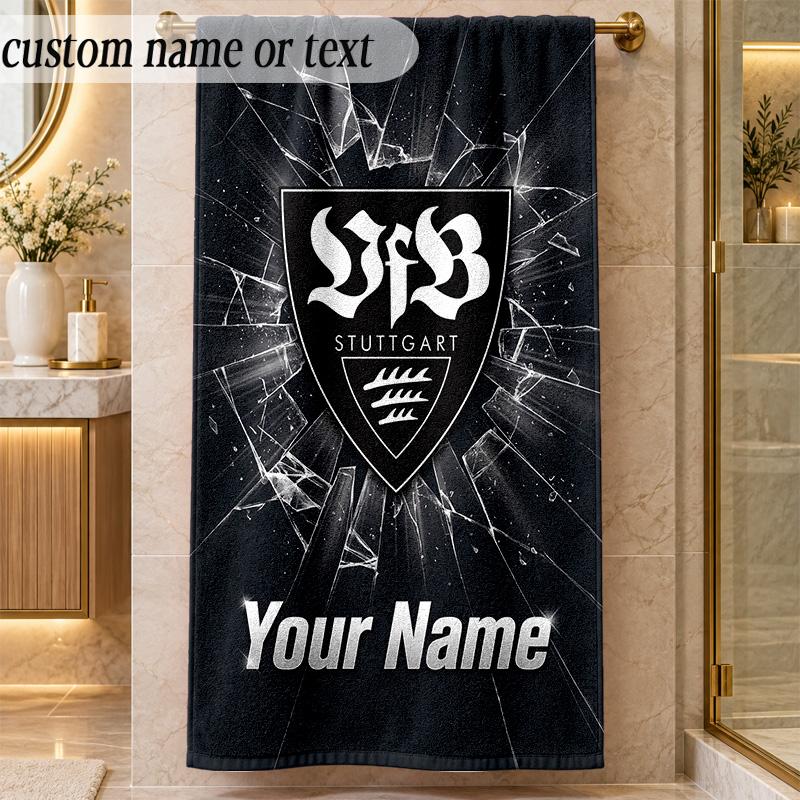 StrandtuchVfB Stuttgart FC Benutzerdefinierter Name Text Personalisierbares Weiches Handtuch für Strand Pool Innenbereich Heimdekoration Geschenk
