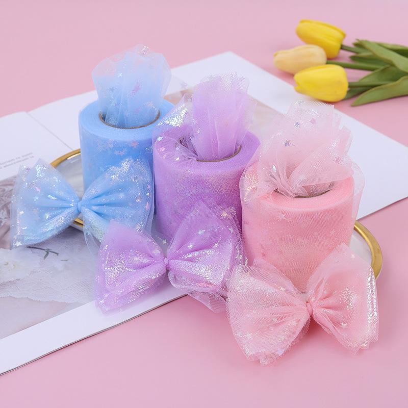 Rainbow Love Heart Tulle Ribbon for Crafts Gift Diy Package Wrap Decorative Ribbons Love Stars Lace Christmas Decor
