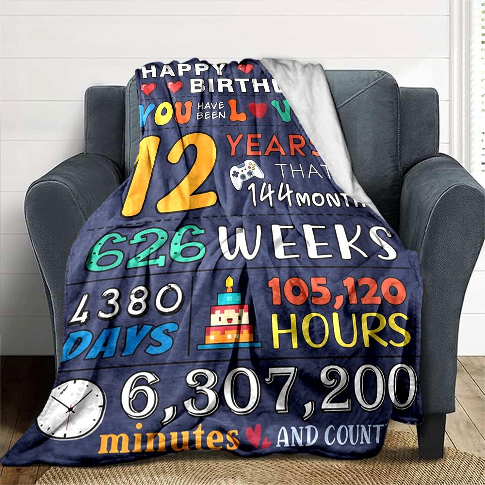 12Th Birthday Celebration Gift Blanket Warmthful Decor Throw Sofa Couch Office Occasions Versatile Accessory Birthday Christmas Gift Blanket Y6
