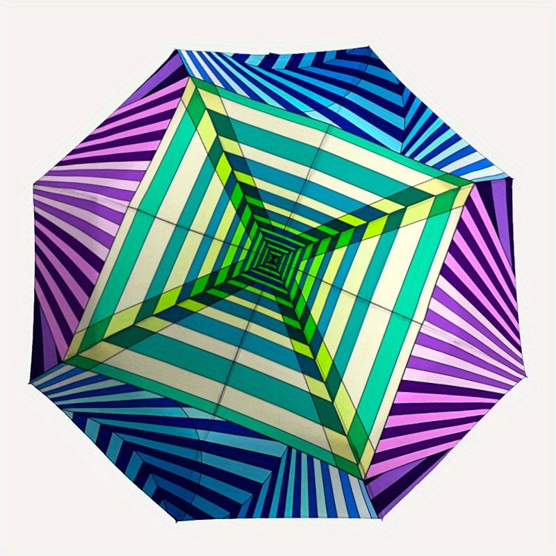

1pc Optical Illusion Automatic Folding Umbrella, Portable & Foldable Design with 8 Ribs, Casual Outdoor Accessory yy250729108