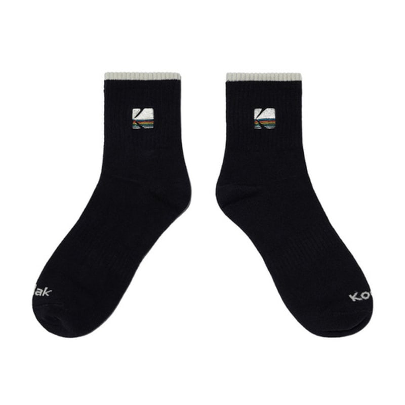 KODAK Apparel Rainbow Embroidered Ankle Socks BLACK