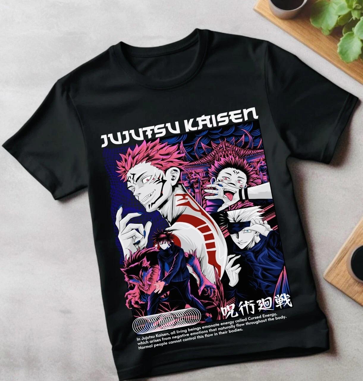 Jujutsu Kaisen Sukuna Gojo Itadori Megumi Retro Anime Manga Graphic T Shirt Streetwear Cotton Oversized Tee S разноцветный