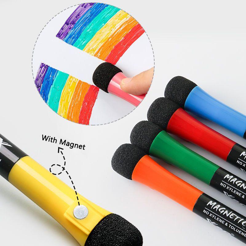 Magnetic Dry Erase Markers Fine Tip Point Whiteboard Markers Children's Erasable Water-Based Marking Pen for School Supplies