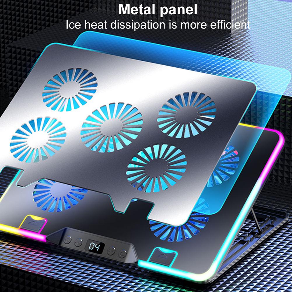 Notebook Stand with 5 Quiet Fans Notebook Cooler Height Adjustable 2 USB Ports for 11-17.3in Computer PC Notebook Gaming Laptop