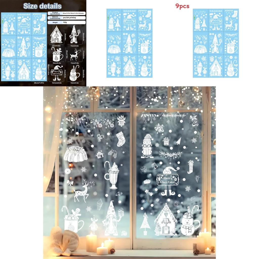 Weihnachts Schneeflocke Rentier Fensteraufkleber mit statischen Glasaufklebern für Feiertagsdekoration