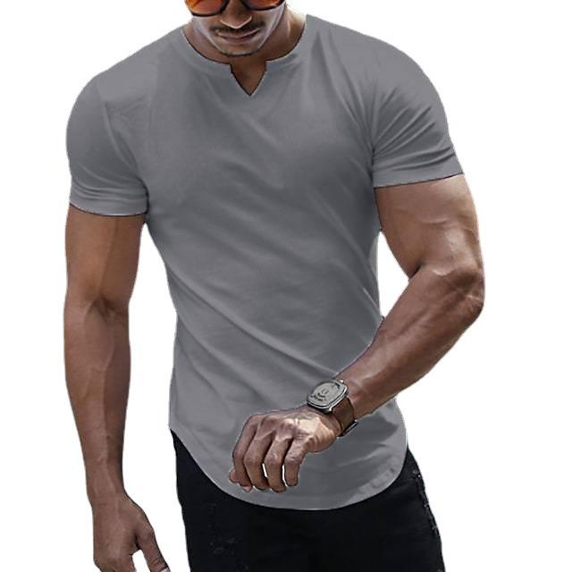 Nuova T-shirt Casual da Uomo a Scollo a V Primavera ed Estate Slim Fit Top Versatile a Maniche Corte da Uomo
