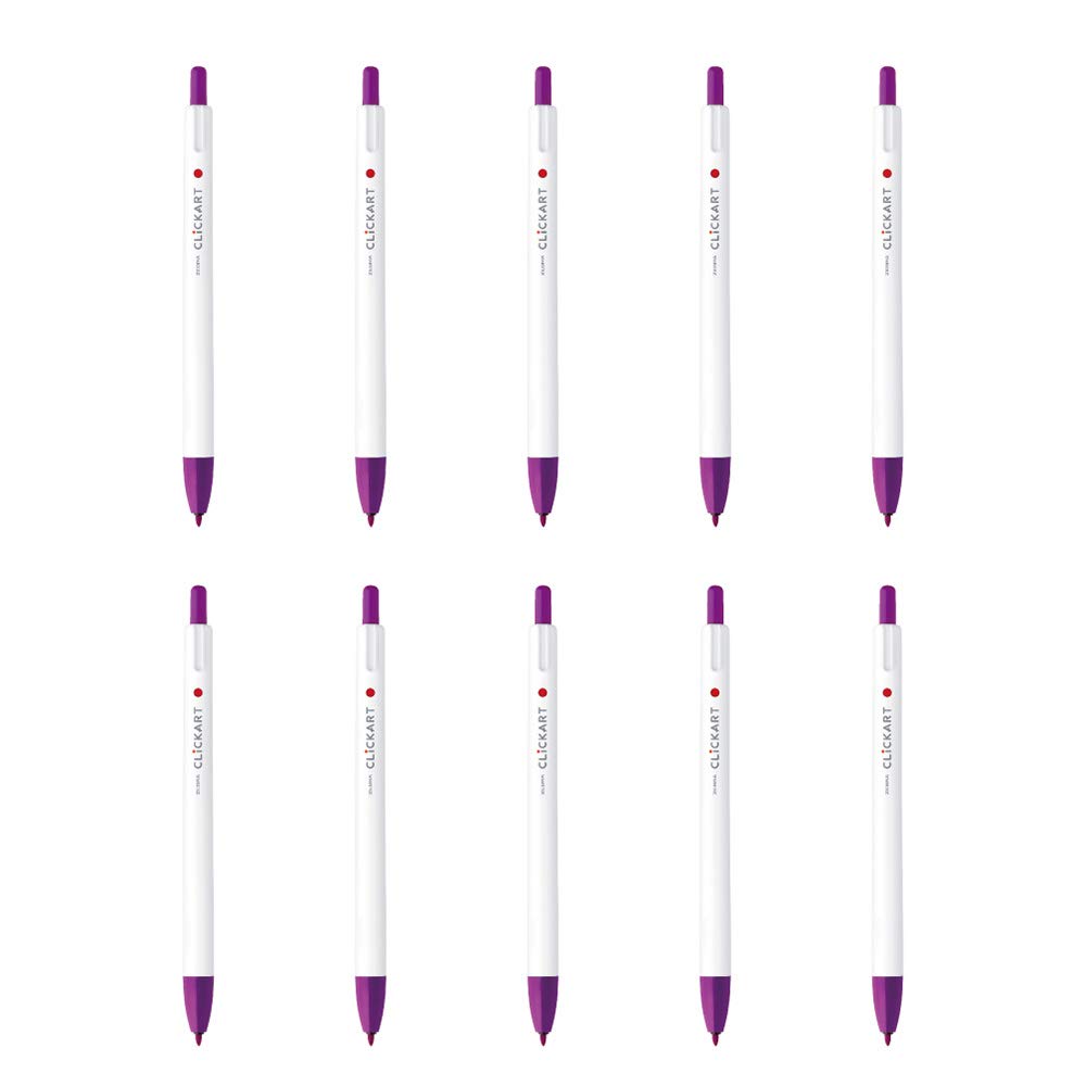 Zebra Clickart 10 Water-Based Pen, Purple, Pens, B-WYSS22-PU