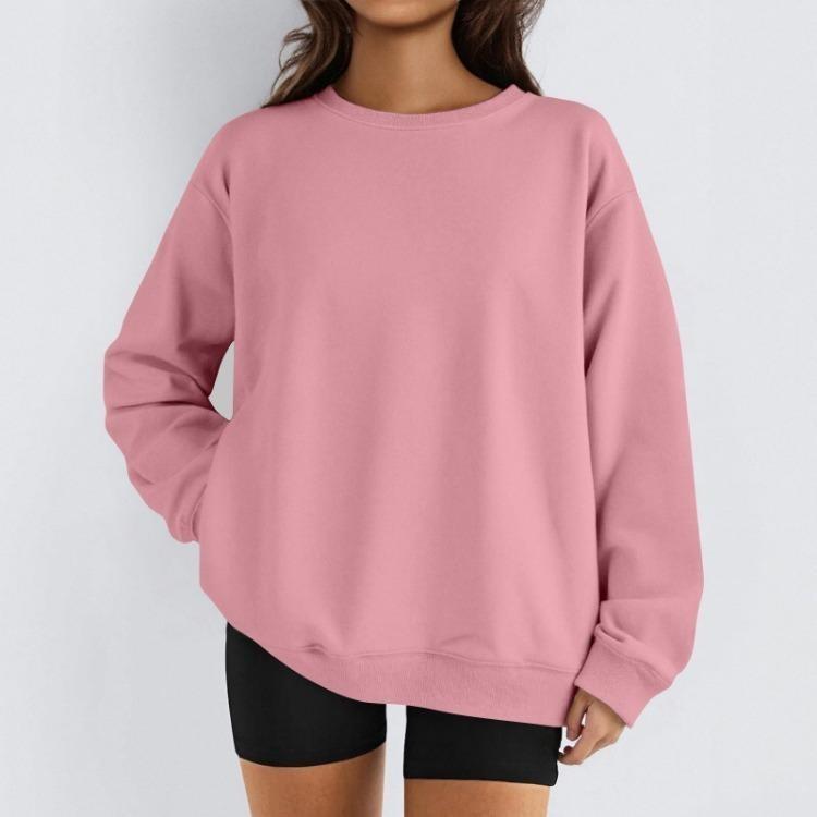 Damen Winter Fleece Tops Langarm Sweatshirt Lässiger Rundhalsausschnitt Pullover Lockerer Schnitt Warme Wintertops