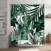Tropikalne Zielone Liście Zasłona Prysznicowa Wodoodporna Tkanina Dekoracja Łazienki Nadruk Zieleni Mata Kąpielowa Nowoczesny Element Wystroju Domu