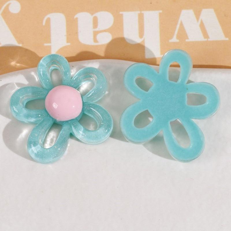 Colorful Hollow Flower Resin Crafts Cute Five-Petaled Flower Accessories Cute Hairpin Phone Cases Jewerly Decor Keychain