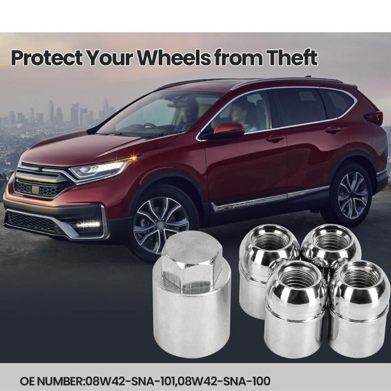 Car High Security Alloy Wheel Lock Lug Nuts Anti Theft Protection Easy Installation 08W42SNA101 08181SF0A2AH 08W42SNA100