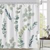 Tenda da Doccia con Foglie di Eucalipto Verdi, Asciugatura Rapida Impermeabile Piante Botaniche Decorazione Bagno con Ganci