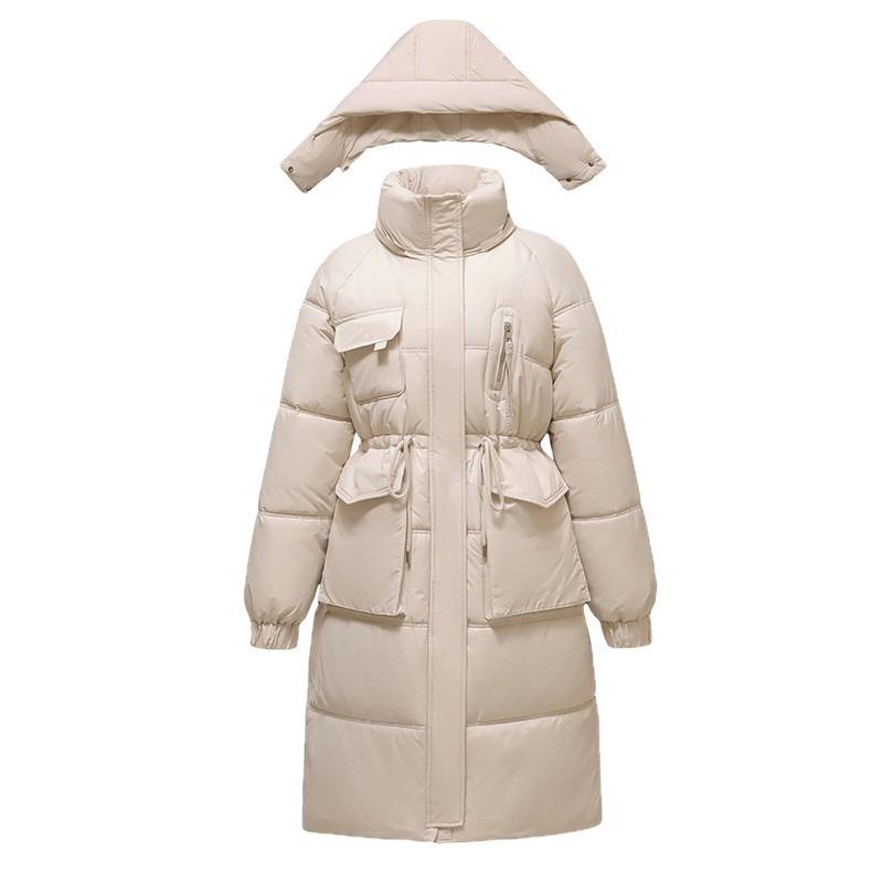 Winter new down cotton-padded clothes women's medium and long over-the-knee hooded college style bread clothes jacket thick
