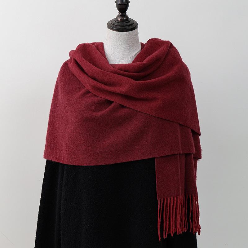 Wool Scarf Korean Style Atmosphere Double Sided Scarf Women's Autumn and Winter Warm Men's Shawl Versatile Cashmere Scarf