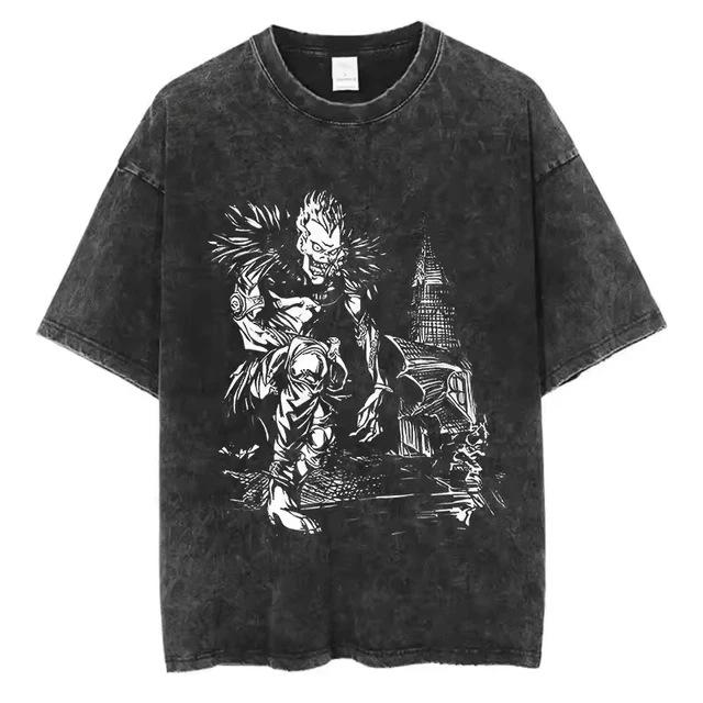 T-Shirt Men S T-Shirt Set Shirt Men S Top Death Anime Crew Neck Tas Wash Notes New Millennium Short Sleeves And S