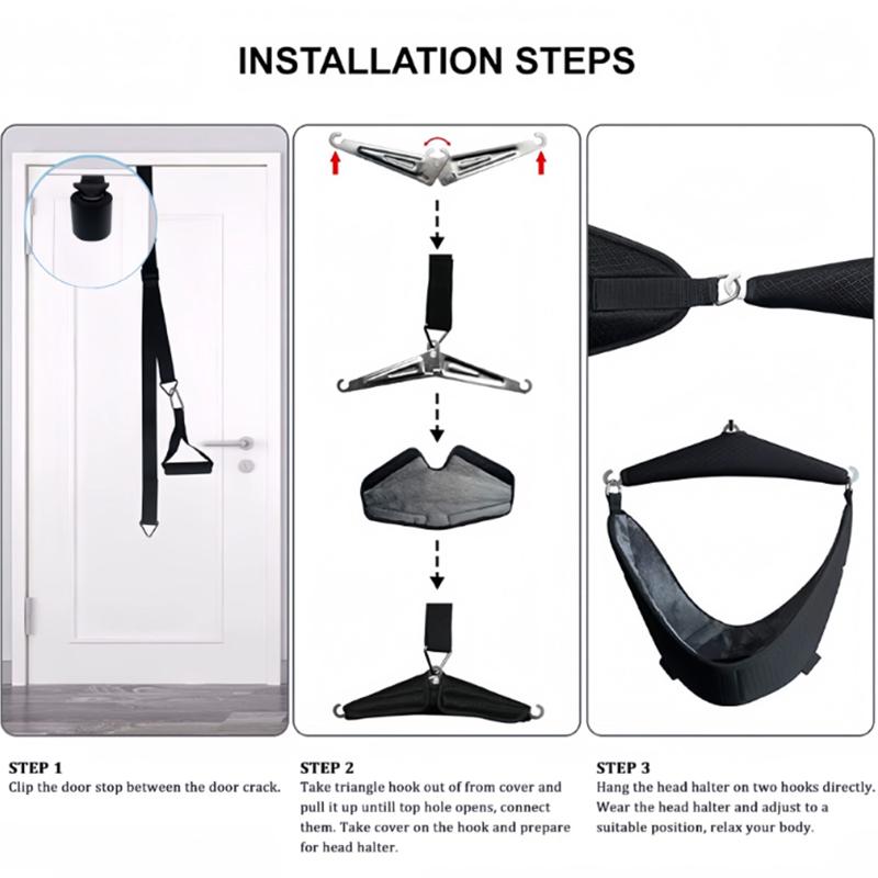 Portable Neck Harness Neck Stretcher Belt Door Hanging Cervical Traction Device Chiropractic Tools Pain Relief For Household