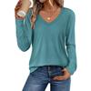 Versatile Loose Fit T-Shirt Women Fashion Casual V Neck Solid Color Top