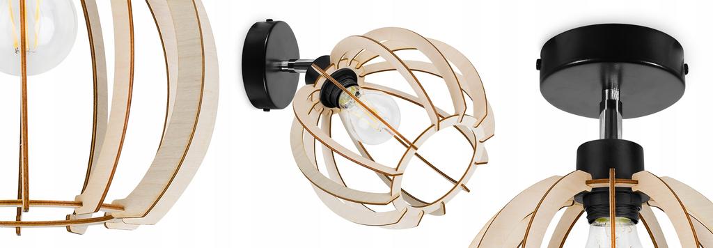 MODERNÍ LED DŘEVĚNÁ KULATÁ STROPNÍ LAMPA