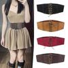 Solid Color Suede Wide Belt Adjustable Waist Corset Elegant Elastic Cummerbunds  Dress