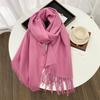 Winter Scarf Women Luxury Autumn Winter Cashmere Scarf Thickened Warm Shawl Classic Tassels Fluffy Scarf Solid Cope Foulard