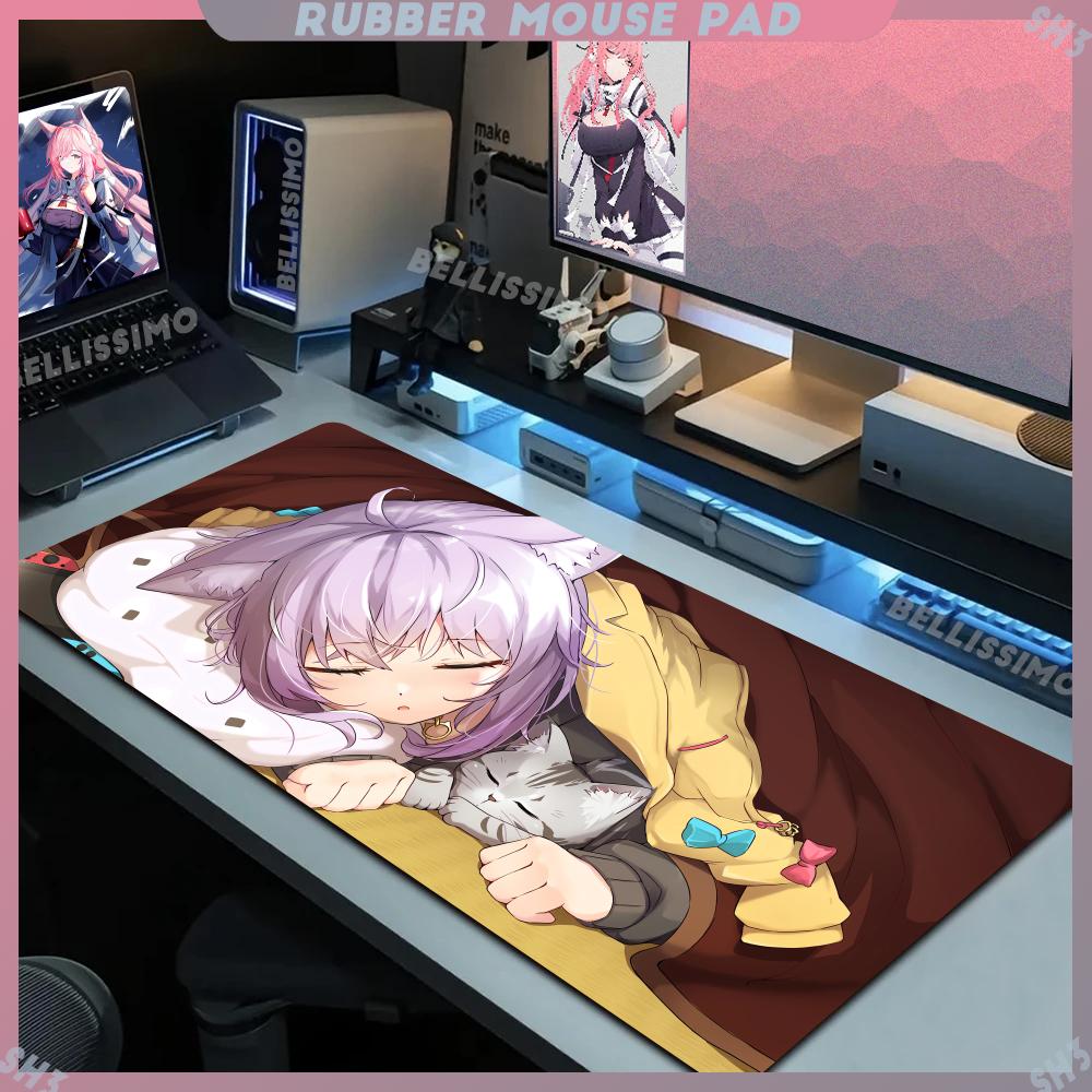 Virtual Idol Cute Nekomata Okayu Desk Accessories Mouse Pad NonSlip Rubber All Size Edge Locking Esports Keyboard Pad