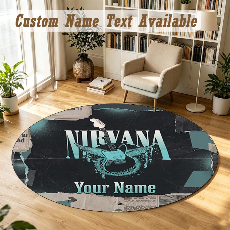 Round Rug Custom NameNirvana Pattern Non Slip Carpet Home Floor Decor