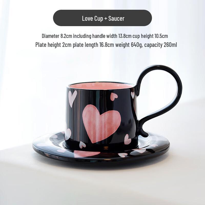 Nordic Heart Ceramic Coffee Cup with Saucer
