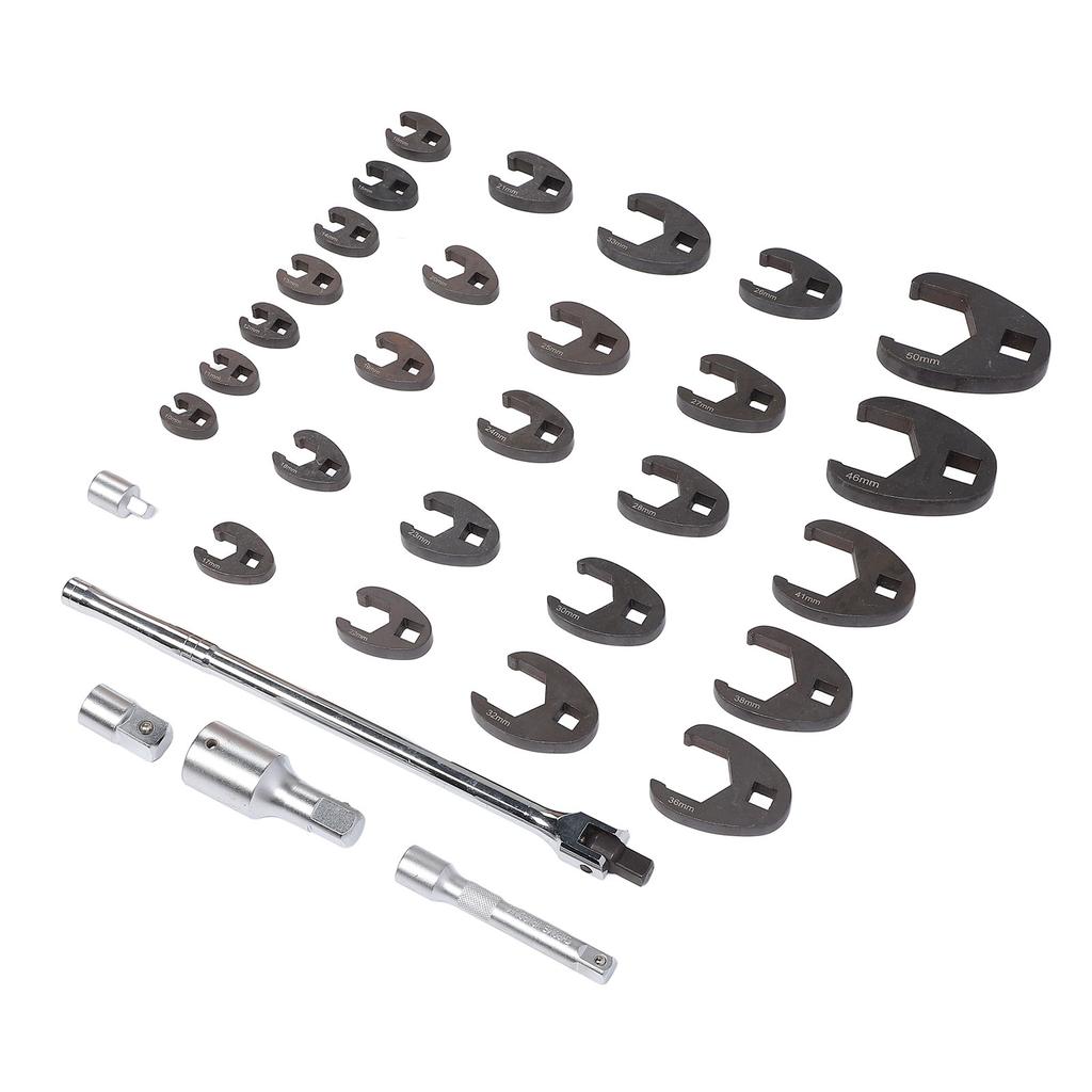 32Pcs 10 to 50mm Metric Tight Clearance Brake Line Wrench Set 3 8 1 2 3 4 Inch Drive Offset Open End Wrenches with