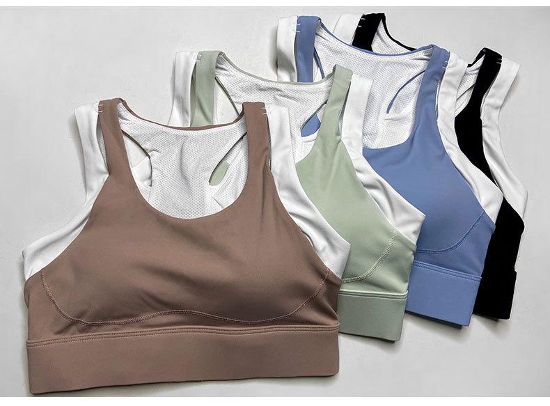 Plus Size Color Block Shockproof Two-Piece Sports Bra with Racerback and Fixed Chest Pad for Women