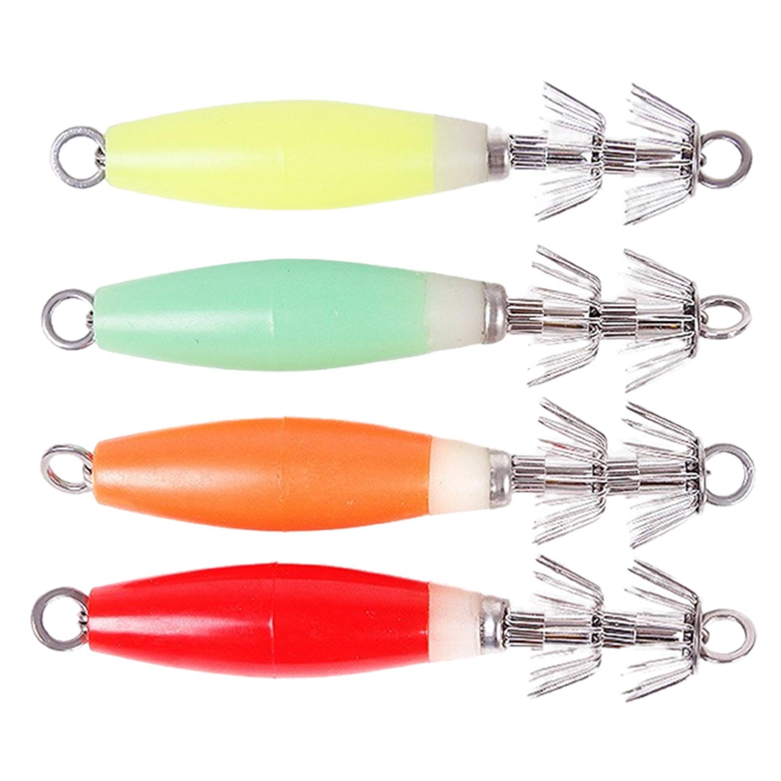 

4Pcs/pack Glowing Squid Jig Hook Lures Set with Shrimp Designs for Effective Fishing Artificial Hard Fishing Baits Set 1
