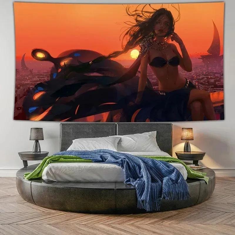 Сексуальная аниме красота гобелен офис гостиная гобелен украшение стены дома гобелен — фото 13