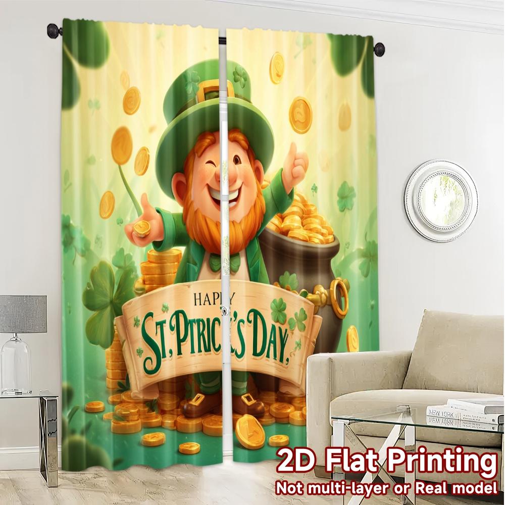 Flat Printing Curtains Without Rod Stpatrickcoins Chic Digital Printed Versatile Polyester Fabric Curtain Set Of 2 Made Washable
