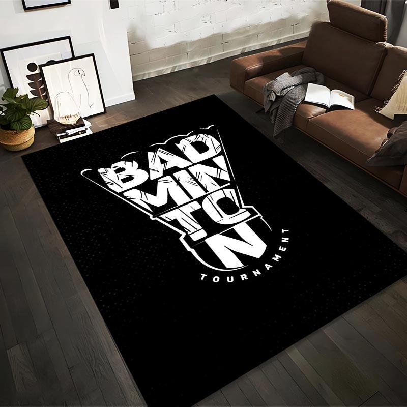 

Badminton Tournament Themed Black Carpet with Modern Text Design Suitable for use as an anti-slip for living room bedroom sofas 40x60cm( 15x23in )