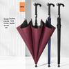 Reinforced Windproof Dual-Use Black Umbrella Cane for Elderly - Long Handle, Sun & Rain Protection for Outdoor, Mountaineering, Golf.