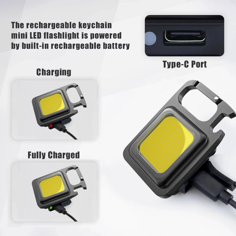 Mini EDC LED Flashlight Keychain Multifunctional Portable COB Camping Lamps USB Charging Work Lights Fishing Lanterna