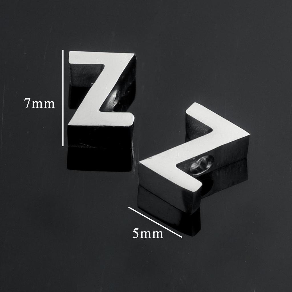 DZ Stainless Steel 26 English 3D Letter Pendant Necklace - Handmade Niche Design