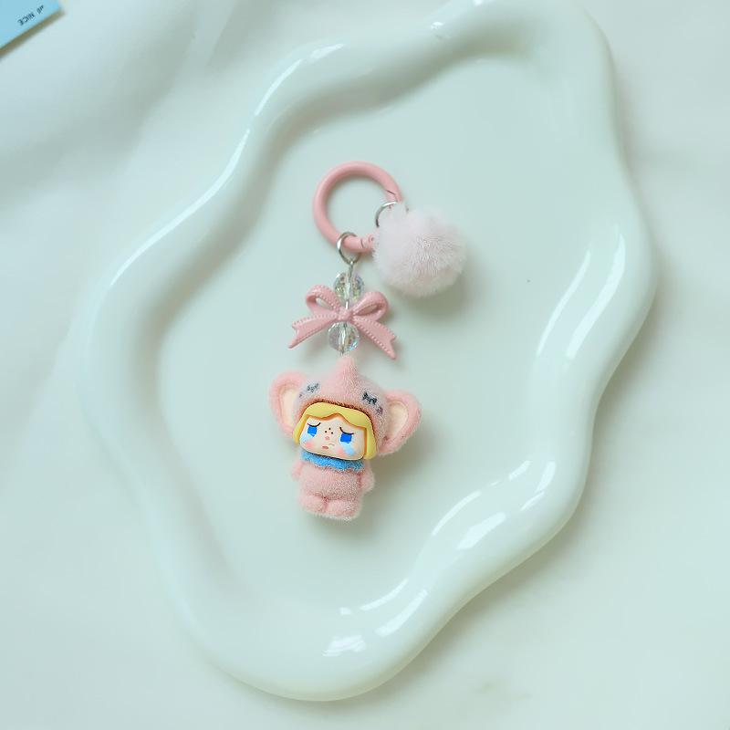 

Cartoon Flocked Elephant Crying Baby Keychain Kawaii Resin Doll Pendant Creative Bag Charms Decoration Accessories Gifts