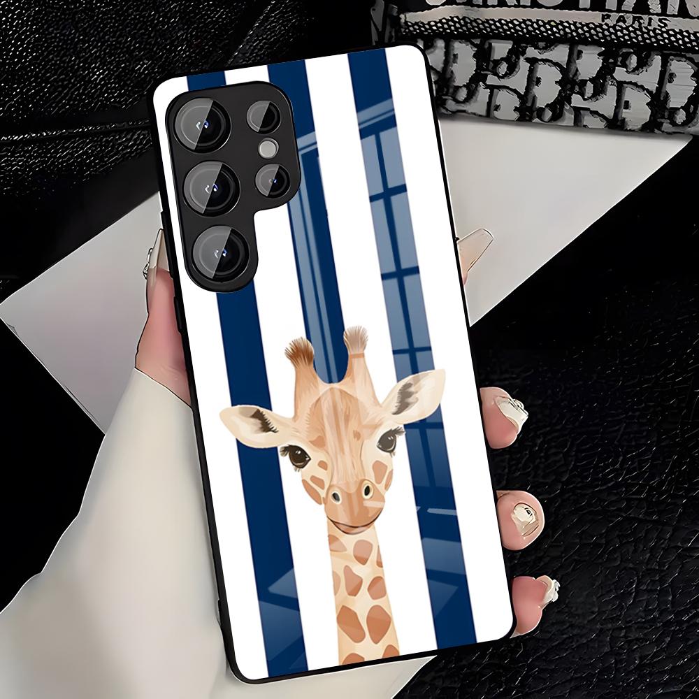 Cute Giraffe Phone Case For Samsung S26 S25 Plus S20 S20 Plus S22 Ultra S23 FE S21 Plus S21 Ultra Glass Cover