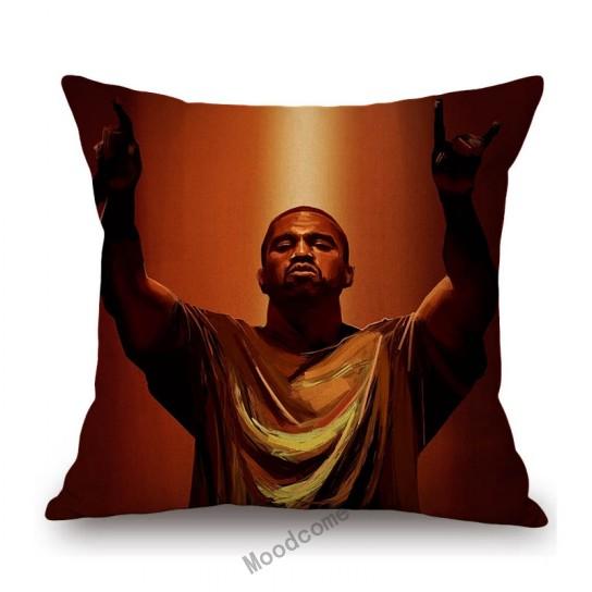 Lovely Funny Kanye West Funny Face Celebrity Portrait Art Hollywood Cotton Linen Sofa Throw Pillow Case Decorative Cushion Cover