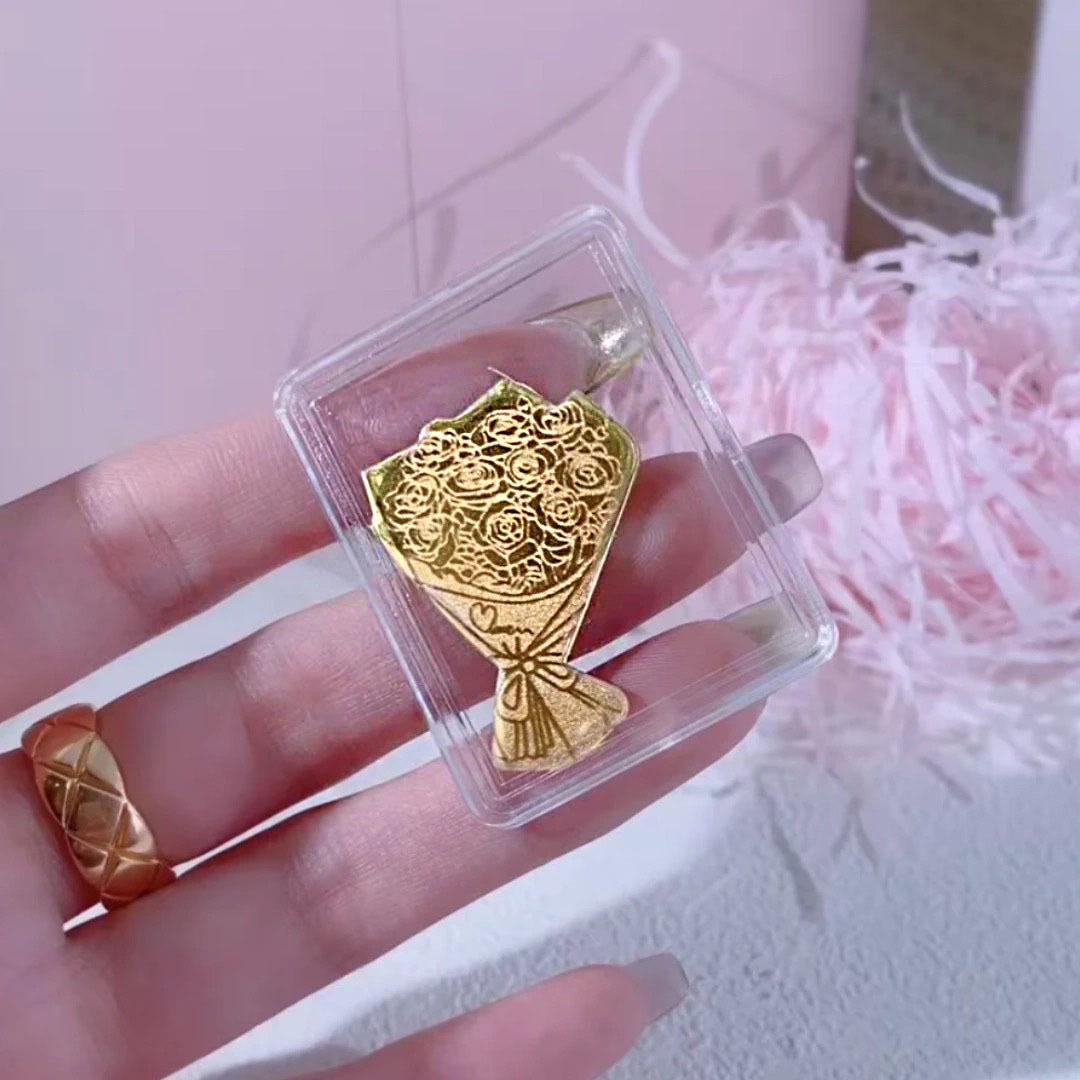 

Qixi Valentine s Day 2mg Pure Gold Flower Phone Sticker - Elegant Gift for Her
