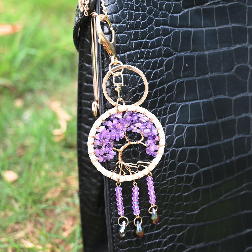 Car pendant, natural stone, dream catcher keychain, jewelry, handmade life tree, bag hanging, hanging accessories