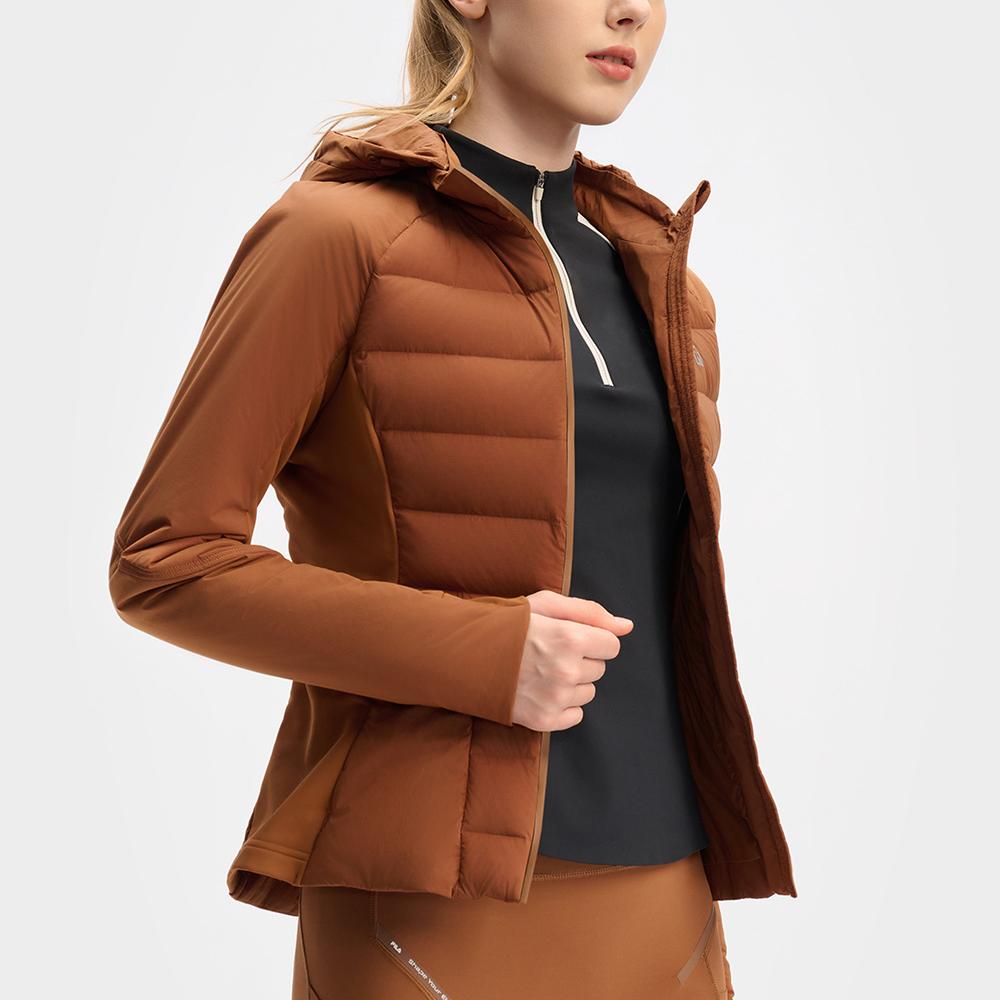 New FILA Fitness Puffer Jacket Women's Chestnut Brown A11W441904F-BN